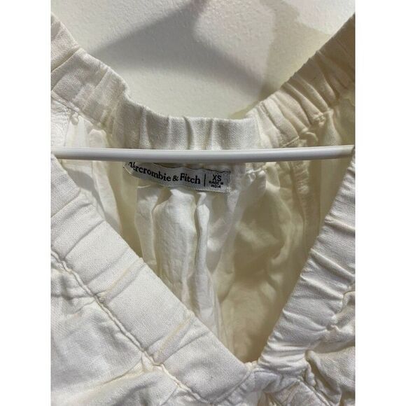 Abercrombie & Fitch Linen Blend Peplum Top Dainty Boho Cottage Peasant Chic - Picture 8 of 11